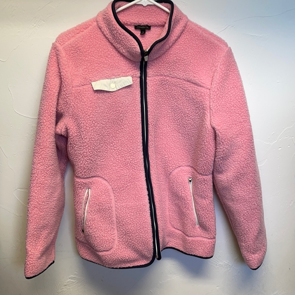 TALBOTS Pink Sherpa Fleece Zip Up